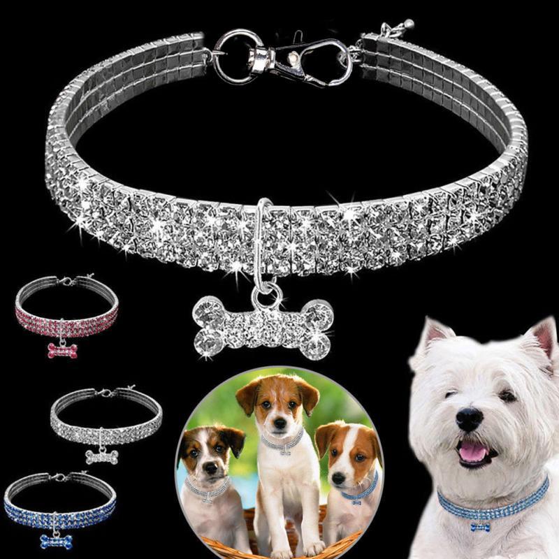 Bling Rhinestone Dog Collar Crystal Puppy Chihuahua Pet Dog Collars Leash For Small Medium Dogs Cats