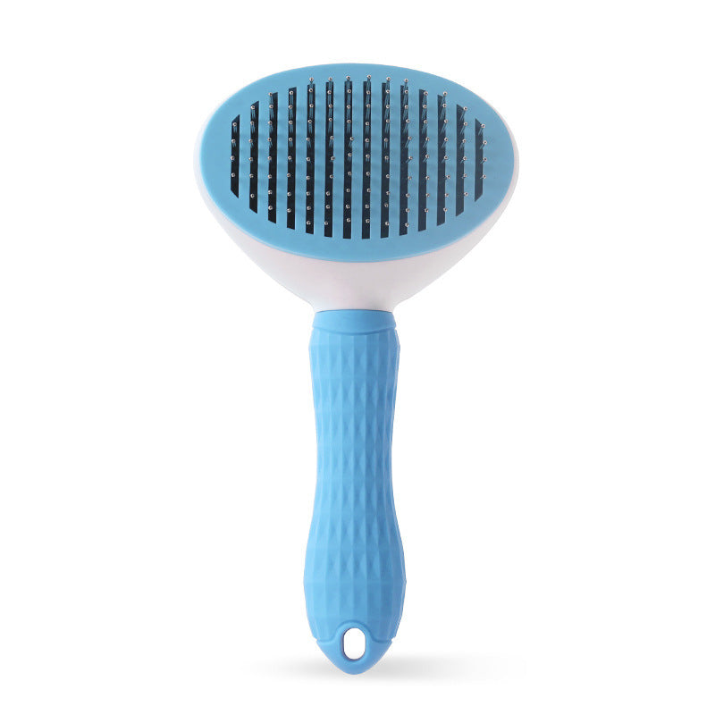 Self-Cleaning Stainless Steel Cat & Dog Comb with One-Key Hair Removal