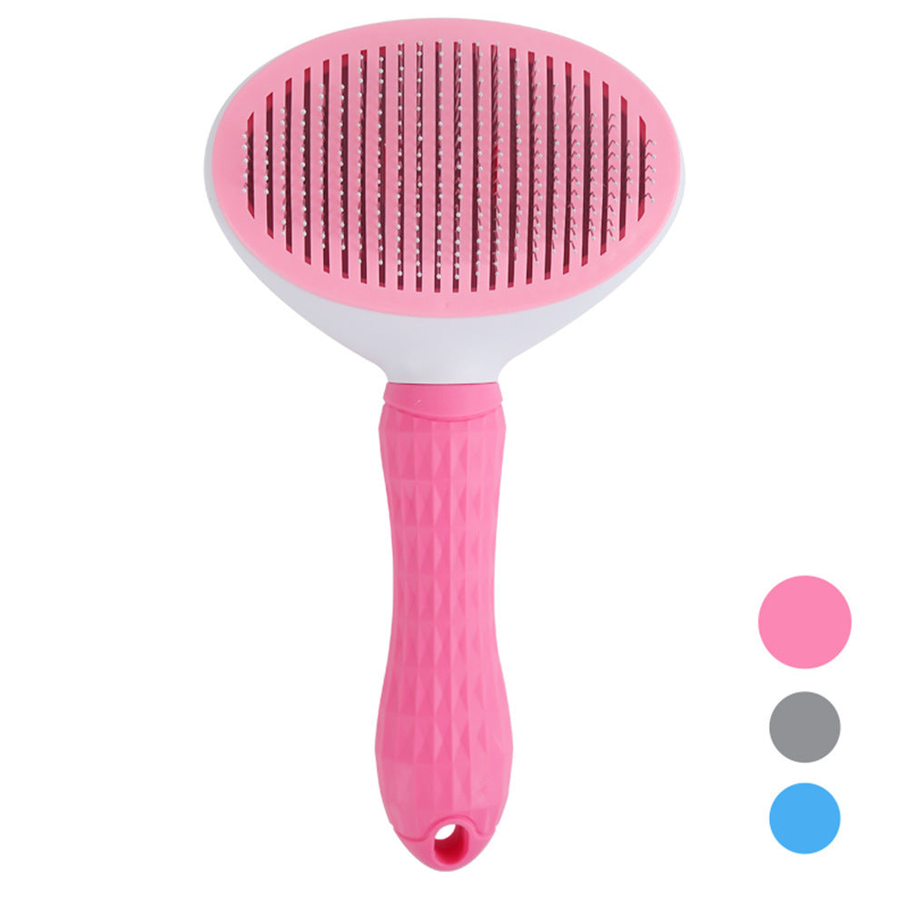 Self-Cleaning Stainless Steel Cat & Dog Comb with One-Key Hair Removal