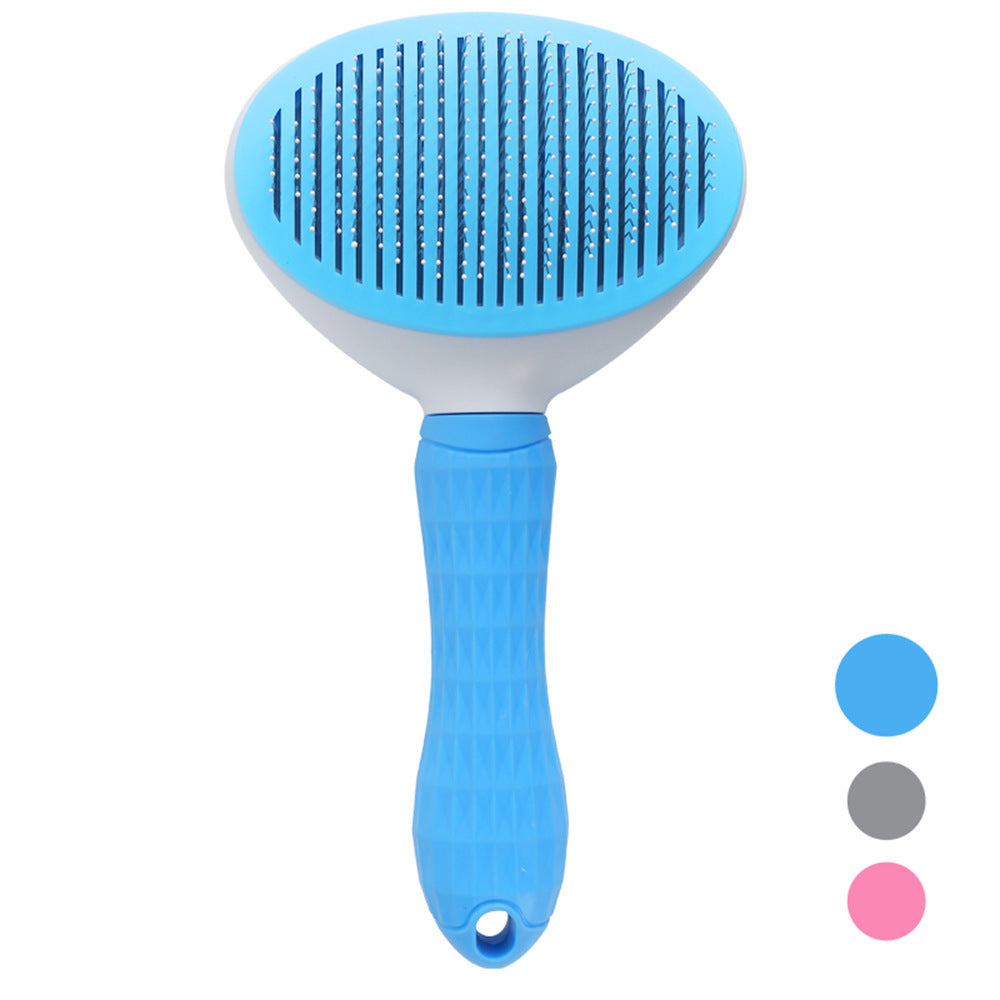 Self-Cleaning Stainless Steel Cat & Dog Comb with One-Key Hair Removal