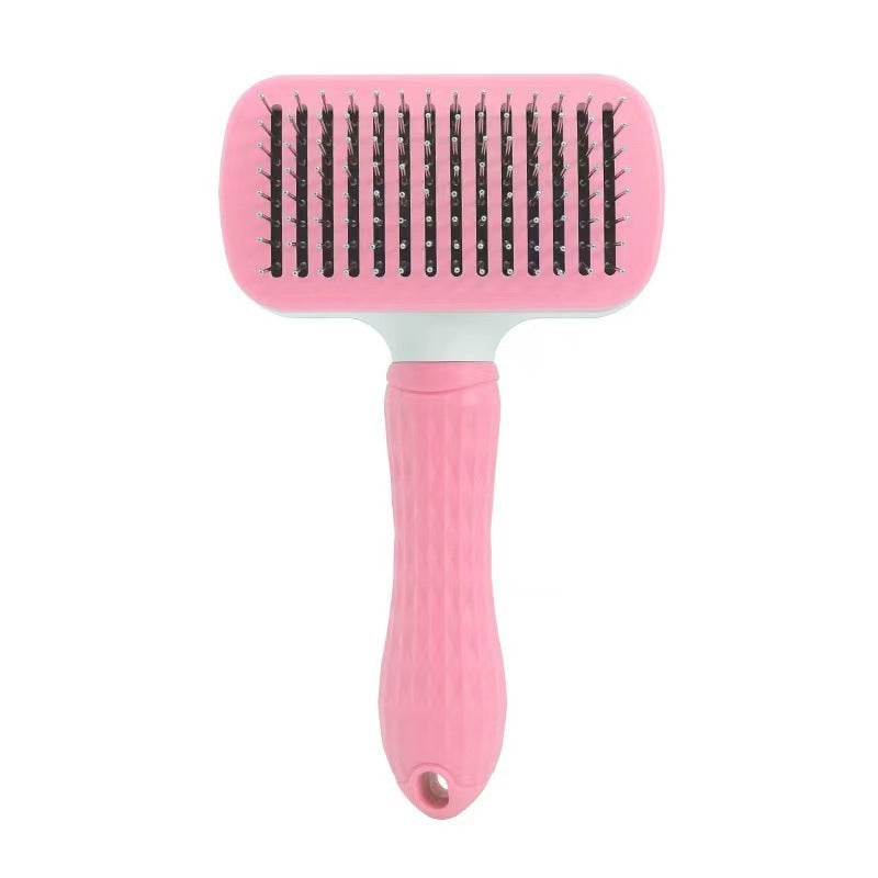 Self-Cleaning Stainless Steel Cat & Dog Comb with One-Key Hair Removal