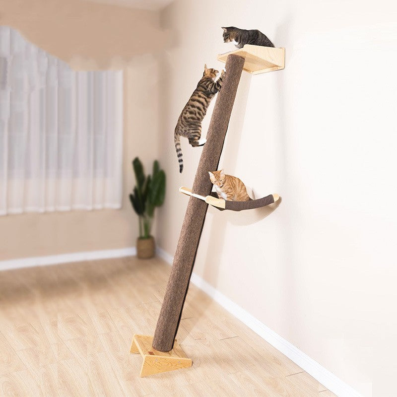 Large Solid Wood Cat Climbing Frame with Litter Box and Shelf