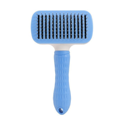 Self-Cleaning Stainless Steel Cat & Dog Comb with One-Key Hair Removal